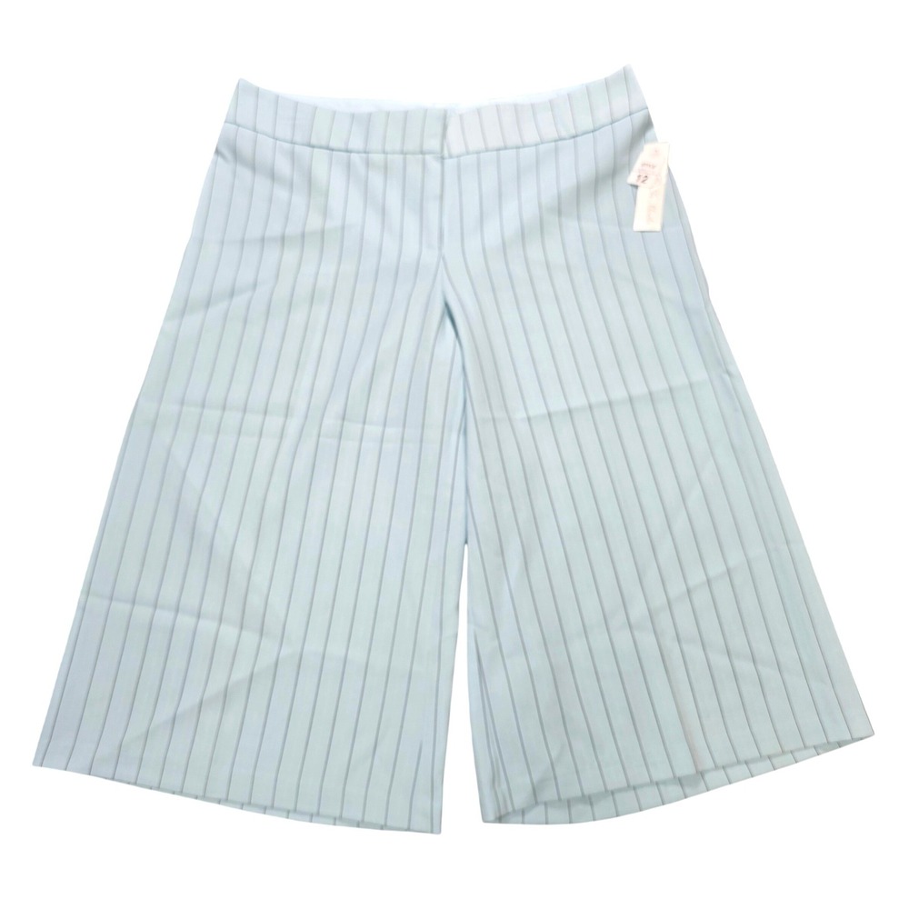 Vintage In Moda Pinstripe Culottes Pants Women's Size 12 Light Blue Wide Leg NWT